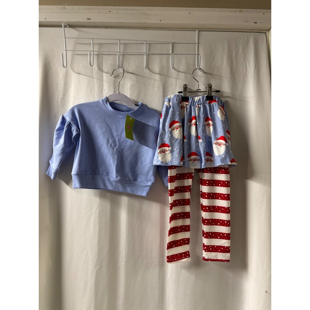 Millie Loves Lily NWT Girls‎ 2T Blue Santa Skirt Pants Set Sweatshirt